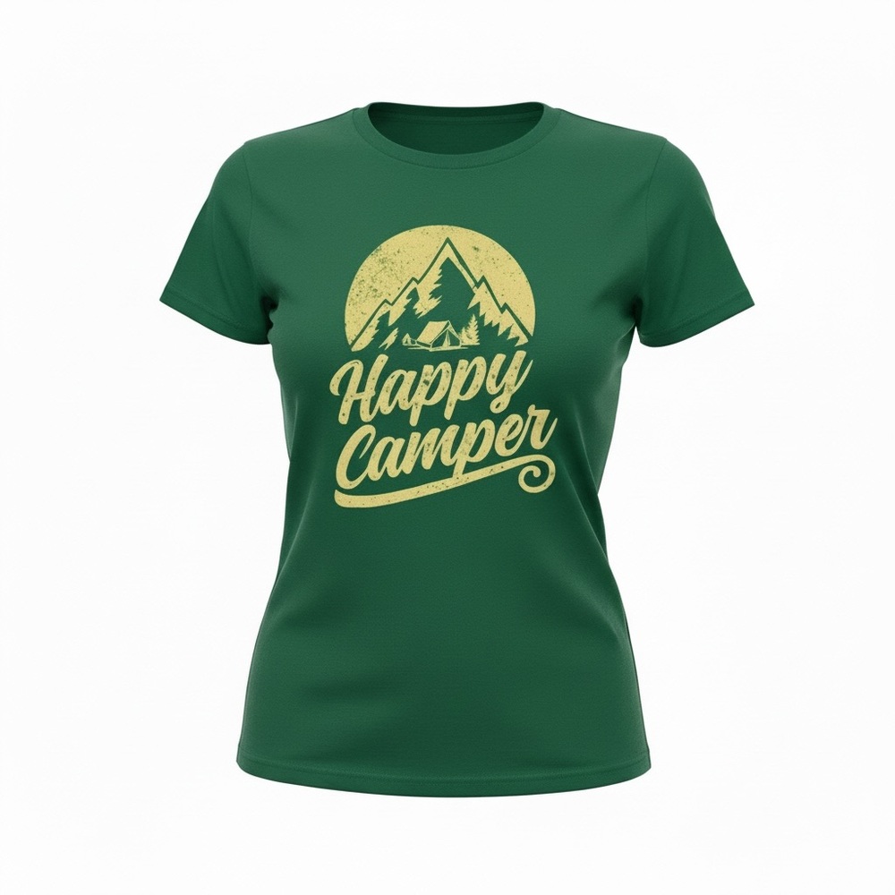 Happy Camper | Green Eddie Bauer-ish Short Sleeve Tee | L